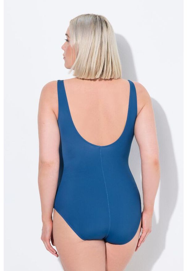 ULLA POPKEN - Damski Strój kąpielowy kolorowe wypustki bez miękkich miseczek. Kolekcja: plus size. Kolor: niebieski. Materiał: poliester, elastan, poliamid, materiał. Wzór: kolorowy