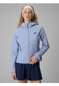 4f - 4F Kurtka softshell wiatroodporna membrana 5000 damska - niebieska L. Kolor: niebieski. Materiał: softshell. Wzór: gładki #1