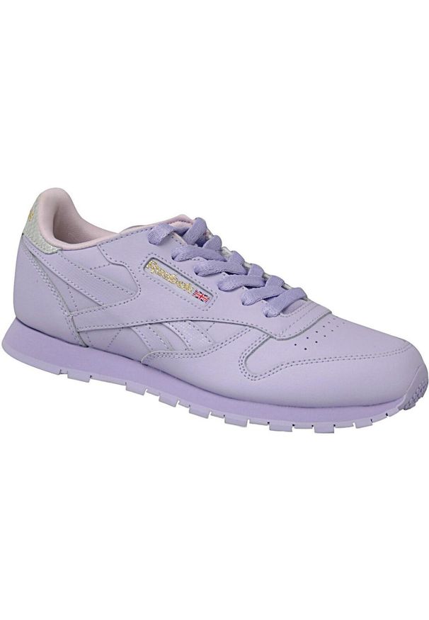 Buty do chodzenia dziewczęce, Reebok Classic Leather. Kolor: fioletowy. Materiał: tkanina, materiał, skóra, syntetyk. Model: Reebok Classic. Sport: turystyka piesza