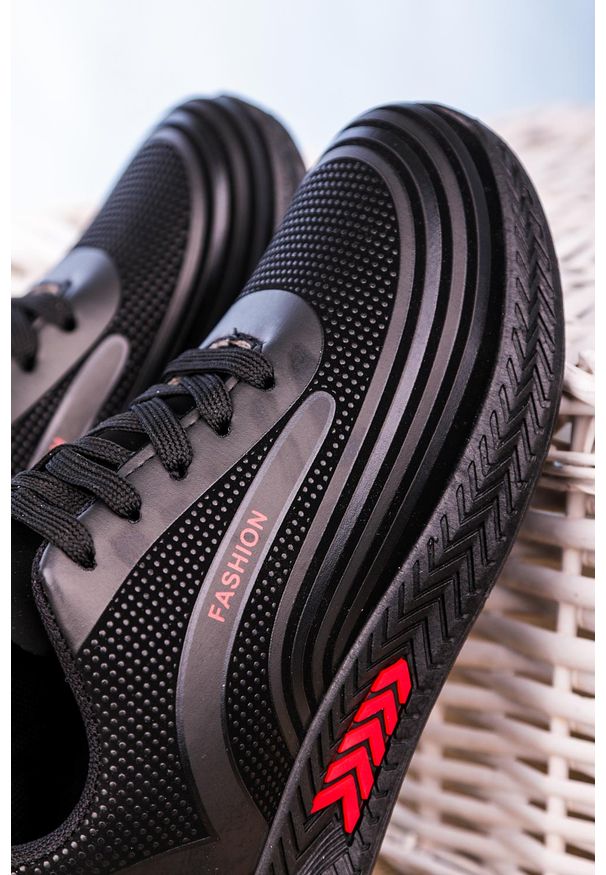 Casu - Czarne buty sportowe sznurowane casu 20y03/r. Kolor: czerwony, wielokolorowy, czarny