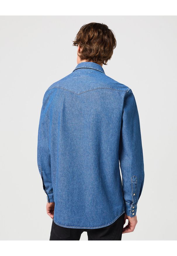 Wrangler - WRANGLER LS WESTERN SHIRT MĘSKA KOSZULA ELEGANCKA BARREL BLUE 112350488 W556015512. Styl: elegancki