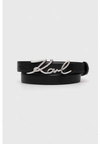 Karl Lagerfeld pasek skórzany damski kolor czarny. Kolor: czarny. Materiał: skóra #1