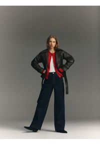 Reserved - Kardigan z wełną alpaki - czerwony. Kolor: czerwony. Materiał: wełna #1