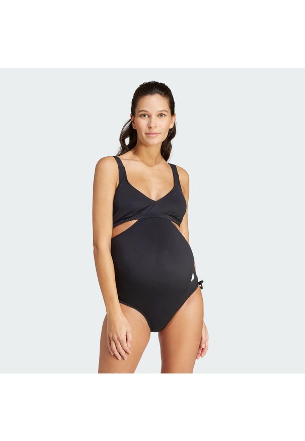 Adidas - Strój do pływania Iconisea Maternity. Kolekcja: moda ciążowa. Kolor: czarny. Materiał: materiał