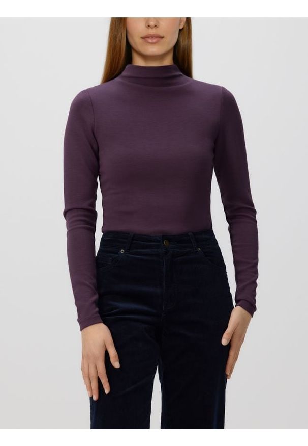 Reserved - Body z modalem - ciemnofioletowy. Kolor: fioletowy. Materiał: dzianina