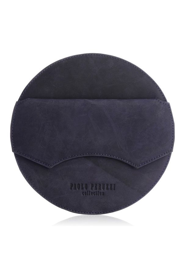 Okrągła listonoszka skórzana PAOLO PERUZZI T-92-DB granatowa. Kolor: niebieski. Sezon: zima, jesień. Materiał: skórzane. Styl: vintage, elegancki. Rodzaj torebki: na ramię