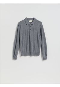 Reserved - Wełniany sweter polo - ciemnoszary. Typ kołnierza: polo. Kolor: szary. Materiał: wełna #1