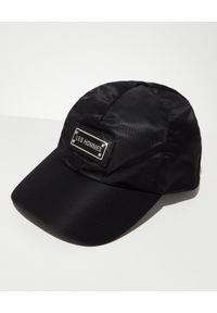 Les Hommes - LES HOMMES - Czarna czapka z daszkiem. Kolor: czarny. Materiał: jeans, materiał. Wzór: aplikacja #1