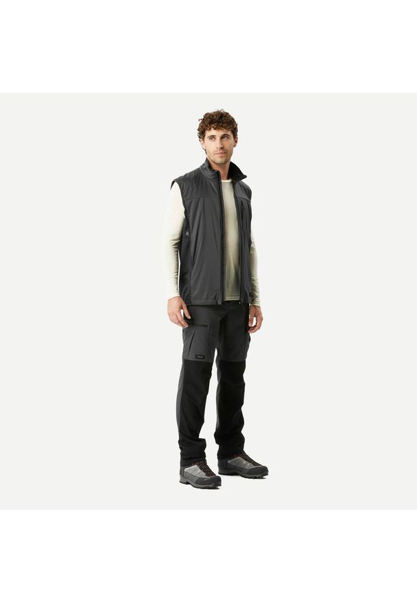 SIMOND - Kamizelka softshell trekkingowa męska Forclaz MT500. Kolor: czarny, szary, wielokolorowy. Materiał: softshell. Sport: turystyka piesza