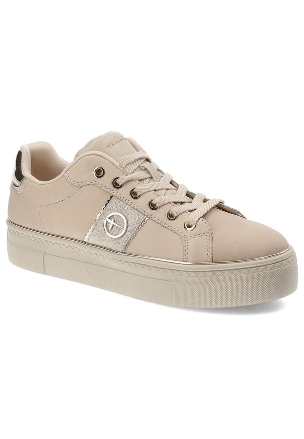 Beżowe Sneakersy Tamaris Modne Obuwie Damskie. Okazja: na co dzień. Kolor: beżowy. Materiał: skóra