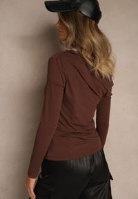 Renee - Brązowa Bluzka Longsleeve Vices z Asymetrycznym Dekoltem Fertie. Okazja: na co dzień. Kolor: brązowy. Materiał: jeans. Długość rękawa: długi rękaw. Długość: długie. Styl: elegancki, casual #3