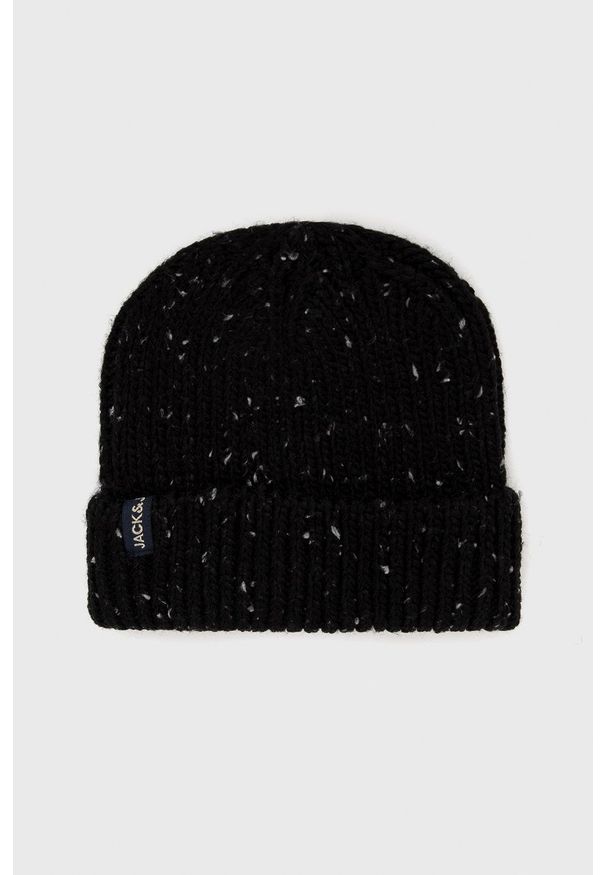 Jack & Jones - Czapka. Kolor: czarny. Materiał: dzianina