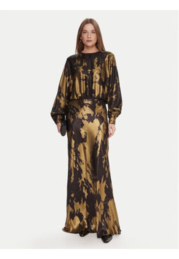Lola Casademunt by Maite Sukienka koktajlowa MF2516002 Złoty Regular Fit. Kolor: złoty. Materiał: syntetyk. Styl: wizytowy