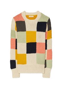 Tory Burch - TORY BURCH - Patchworkowy sweter. Kolor: czarny. Długość rękawa: długi rękaw. Długość: długie. Wzór: kolorowy. Sezon: jesień, zima. Styl: klasyczny