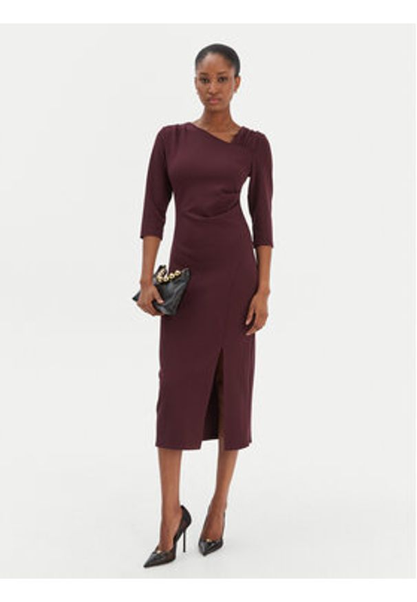 Rinascimento Sukienka koktajlowa CFC0126635003 Bordowy Slim Fit. Kolor: czerwony. Materiał: syntetyk. Styl: wizytowy