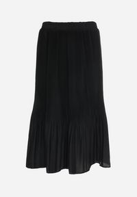 Born2be - Czarna Plisowana Spódnica Midi z Gumką w Pasie Eustia. Kolekcja: plus size. Kolor: czarny. Materiał: koronka #5