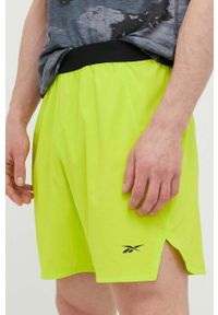 Reebok szorty treningowe Speed 3.0 kolor żółty. Kolor: żółty. Materiał: poliester, skóra, materiał #1