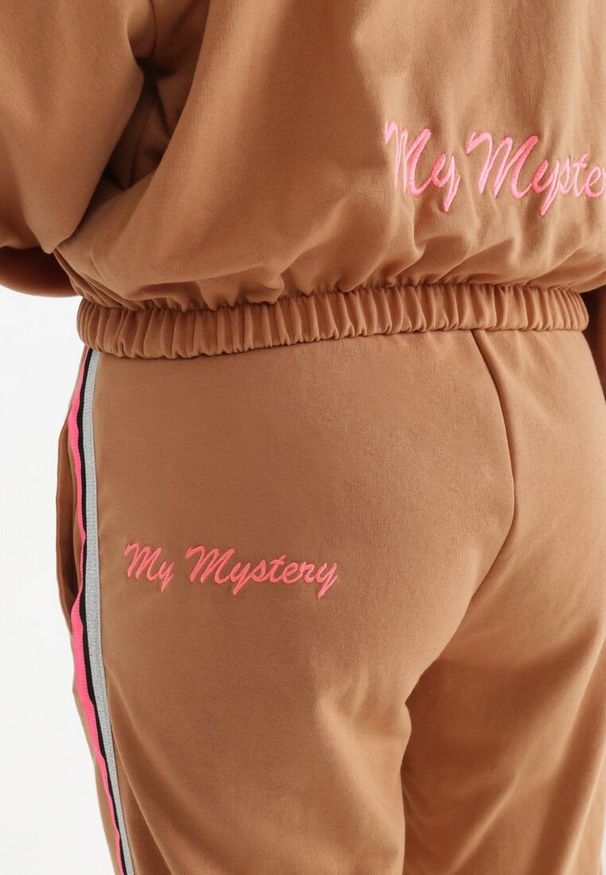 Born2be - Jasnobrązowy Komplet Dresowy 2-Częściowy Shat. Kolor: brązowy. Materiał: dresówka. Wzór: aplikacja, haft