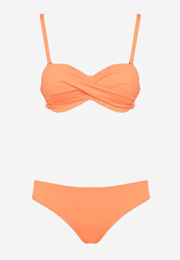 Born2be - Pomarańczowe Bikini Biustonosz Wiązany na Plecach 2 Pary Majtek Typu Figi Galarella. Kolor: pomarańczowy