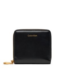 Calvin Klein Mały Portfel Damski Hardware Square Zip Around LV04F1044G Czarny. Kolor: czarny. Materiał: skóra