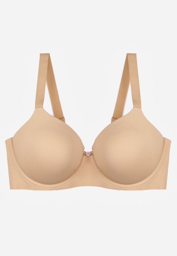 Renee - Beżowy Klasyczny Biustonosz o Gładkiej Fakturze Adriaros. Kolor: beżowy. Wzór: gładki