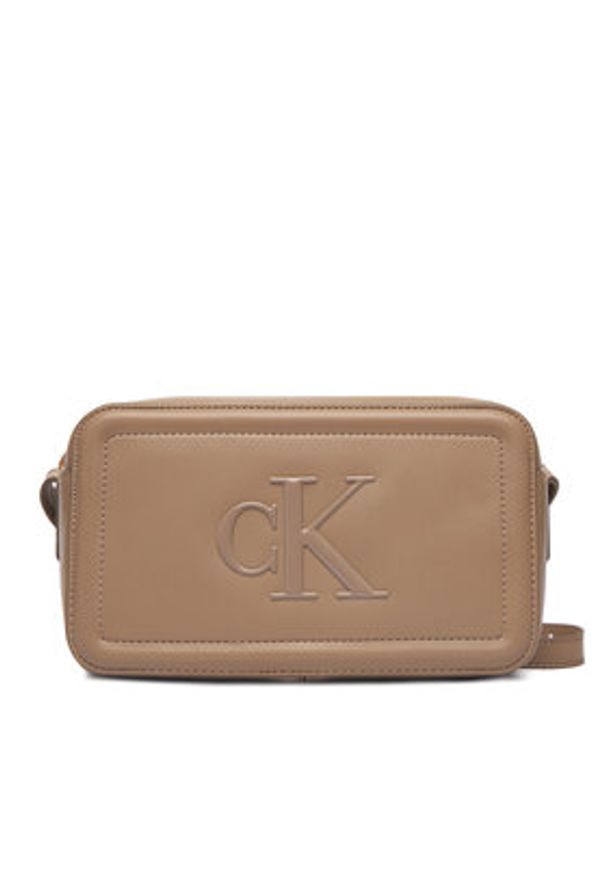 Calvin Klein Torebka Bold Ck Camera Bag LV04F3220G Beżowy. Kolor: beżowy. Materiał: skórzane