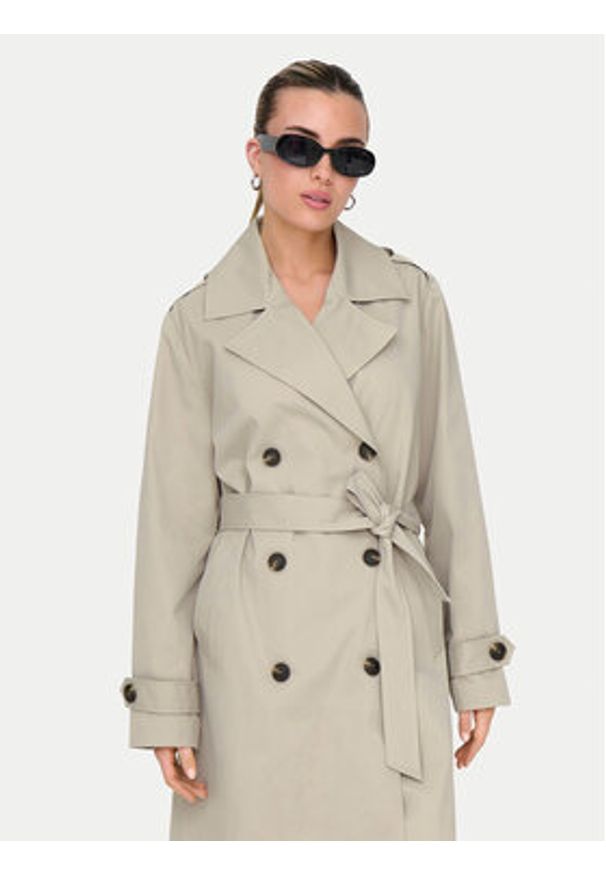 only - ONLY Trencz Leja 15336402 Beżowy Regular Fit. Kolor: beżowy. Materiał: syntetyk