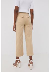 Spanx spodnie damskie kolor beżowy proste high waist. Okazja: na co dzień. Stan: podwyższony. Kolor: beżowy. Materiał: tkanina. Styl: casual