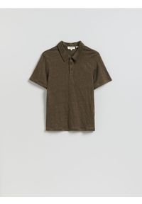 Reserved - Lniana koszulka polo - zielony. Typ kołnierza: polo. Kolor: zielony. Materiał: len