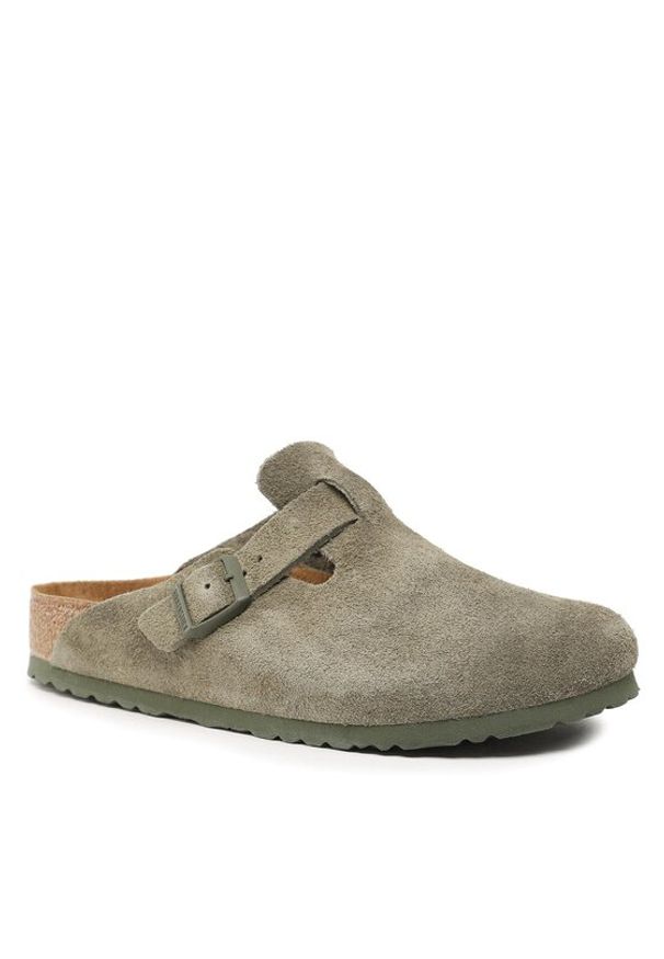 Birkenstock Klapki Boston 1024721 Zielony. Kolor: zielony. Materiał: welur, skóra