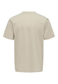 Only & Sons T-Shirt 22025208 Beżowy Regular Fit. Kolor: beżowy. Materiał: bawełna #3