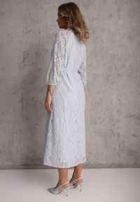 Renee - Niebieska Koronkowa Sukienka Boho Rozkloszowana z Paskiem w Talii Irinsea. Okazja: na co dzień. Kolor: niebieski. Materiał: koronka. Wzór: koronka. Typ sukienki: rozkloszowane, proste. Styl: boho #6