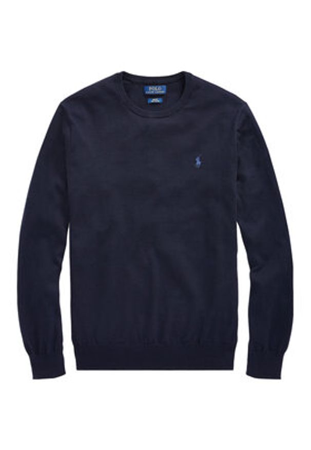 Polo Ralph Lauren Sweter Ls Sf Cn Pp 710684957001 Granatowy Slim Fit. Typ kołnierza: polo. Kolor: niebieski. Materiał: bawełna