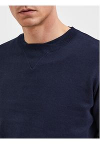 Selected Homme Sweter Jerome 16085464 Granatowy Regular Fit. Kolor: niebieski. Materiał: bawełna