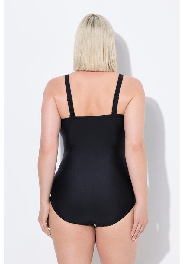 ULLA POPKEN - Damski Strój kąpielowy uniwersalny miękkie miseczki odpinane ramiączka. Kolekcja: plus size. Kolor: czarny. Materiał: elastan, poliamid, materiał