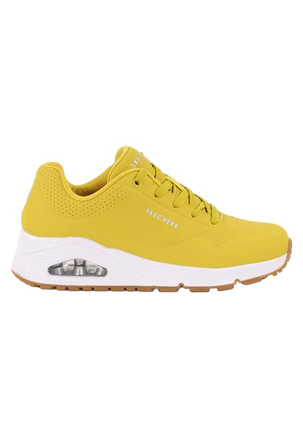 skechers - Buty na co dzień damskie SKECHERS UNO sneakersy. Okazja: na co dzień. Kolor: żółty. Materiał: skóra