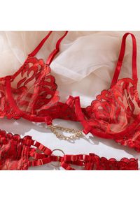 Intica - Komplet bielizny koronkowej z wycięciami Lone. Kolor: czerwony. Materiał: koronka. Wzór: koronka #5