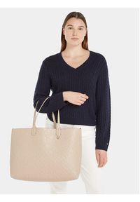 TOMMY HILFIGER - Tommy Hilfiger Torebka Iconic Tommy Tote Mono AW0AW15572 Beżowy. Kolor: beżowy #2