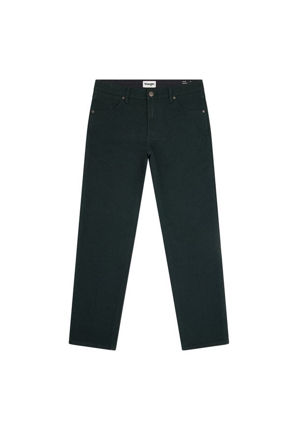 Wrangler - WRANGLER GREENSBORO MĘSKIE SPODNIE MATERIAŁOWE MATERIAŁ CHINO SCARAB 112358920 W15Q008868. Materiał: materiał