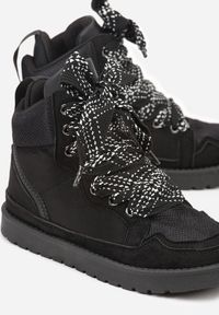 Born2be - Czarne Sneakersy z Ozdobnymi Sznurówkami Eveslia. Okazja: na co dzień. Zapięcie: sznurówki. Kolor: czarny. Materiał: jeans #5