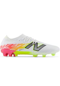 Korki męskie New Balance FURON ELITE FG V8 SF1FIB8 – białe. Zapięcie: sznurówki. Kolor: biały. Materiał: włókno, materiał. Szerokość cholewki: normalna. Sport: fitness, piłka nożna, bieganie