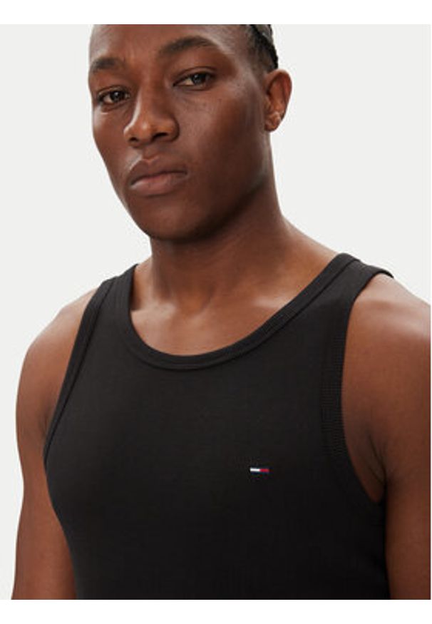 Tommy Jeans Tank top Classic Flag DM0DM21927 Czarny Slim Fit. Kolor: czarny. Materiał: bawełna