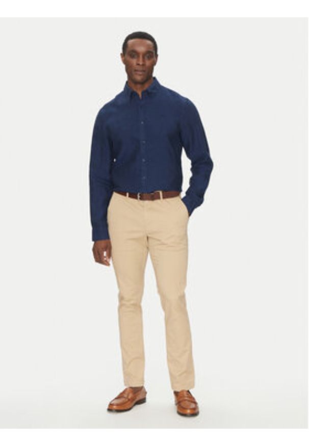 Michael Kors Koszula CS4400H4YT Granatowy Relaxed Fit. Kolor: niebieski. Materiał: len