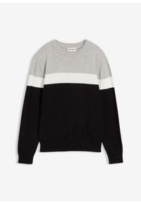 bonprix - Sweter z cienkiej bawełnianej dzianiny. Kolor: czarny. Materiał: bawełna, dzianina