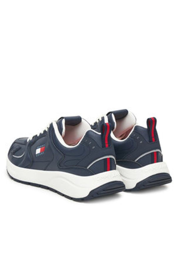 Tommy Jeans Sneakersy Tjm Runner Leather EM0EM01621 Granatowy. Kolor: niebieski. Materiał: skóra