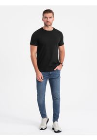 Ombre Clothing - Klasyczny T-shirt męski bawełniany BASIC - czarny V1 OM-TSBS-0146 - S. Kolor: czarny. Materiał: bawełna. Styl: klasyczny #5