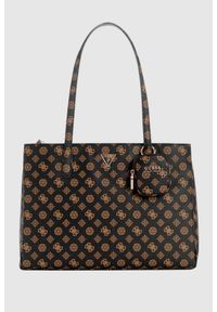 Guess - GUESS Brązowa logowana shopperka Power Play Tech Tote. Kolor: brązowy