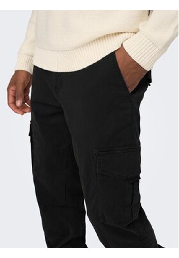 Only & Sons Spodnie materiałowe 22025431 Czarny Tapered Fit. Kolor: czarny. Materiał: bawełna