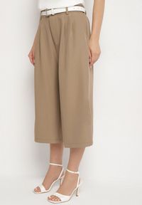 Born2be - Brązowe Spodnie Kuloty w Eleganckim Stylu Kolistea. Okazja: na co dzień, na spotkanie biznesowe. Kolor: brązowy. Wzór: aplikacja. Styl: elegancki #7