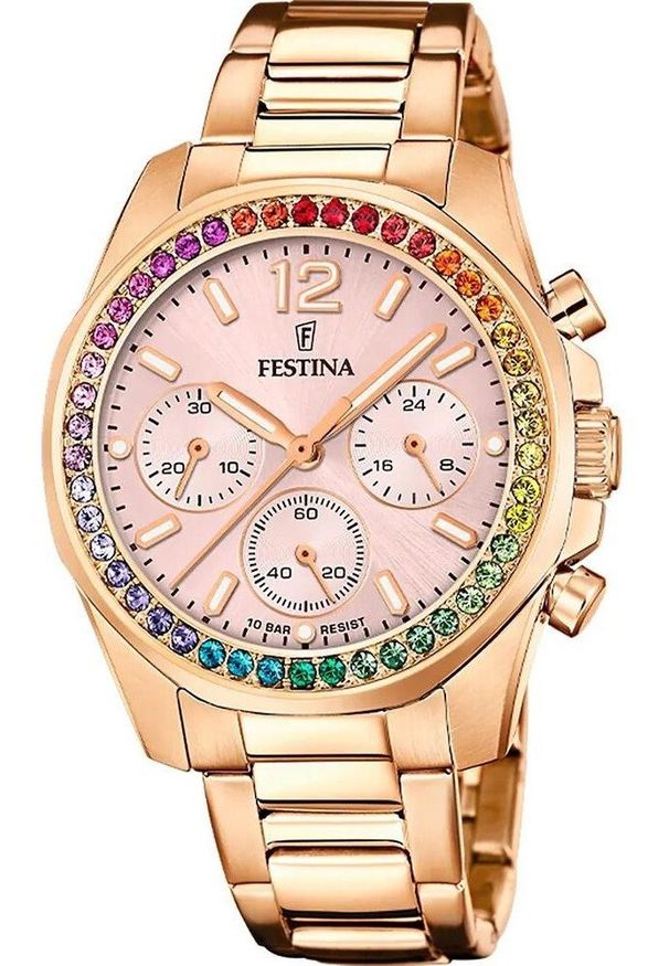 Zegarek męski Festina F20639-4 różowe złoto. Kolor: różowy, złoty, wielokolorowy